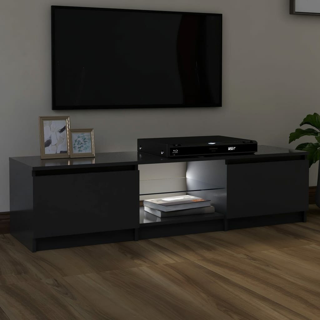 Image of TV Cabinet with LED Lights Gray 551"x16"x14"