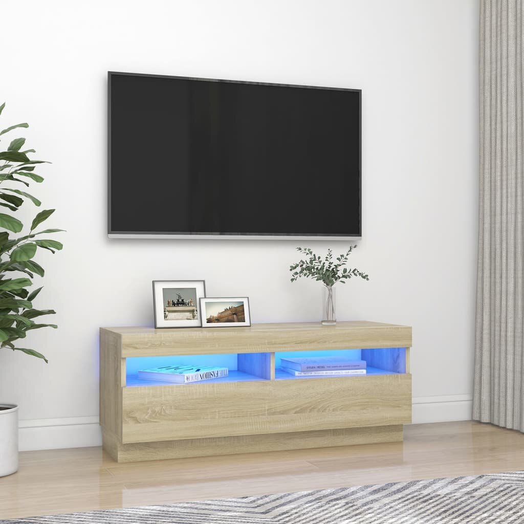Image of TV Cabinet with LED Lights Sonoma Oak 394"x138"x157"