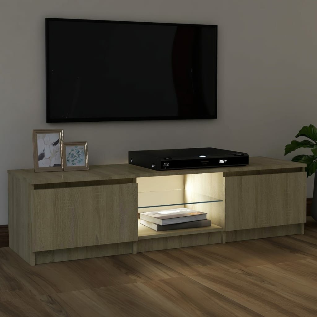 Image of TV Cabinet with LED Lights Sonoma Oak 472"x12"x14"