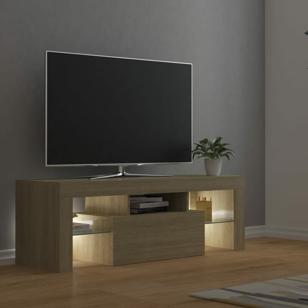 Image of TV Cabinet with LED Lights Sonoma Oak 472"x138"x157"