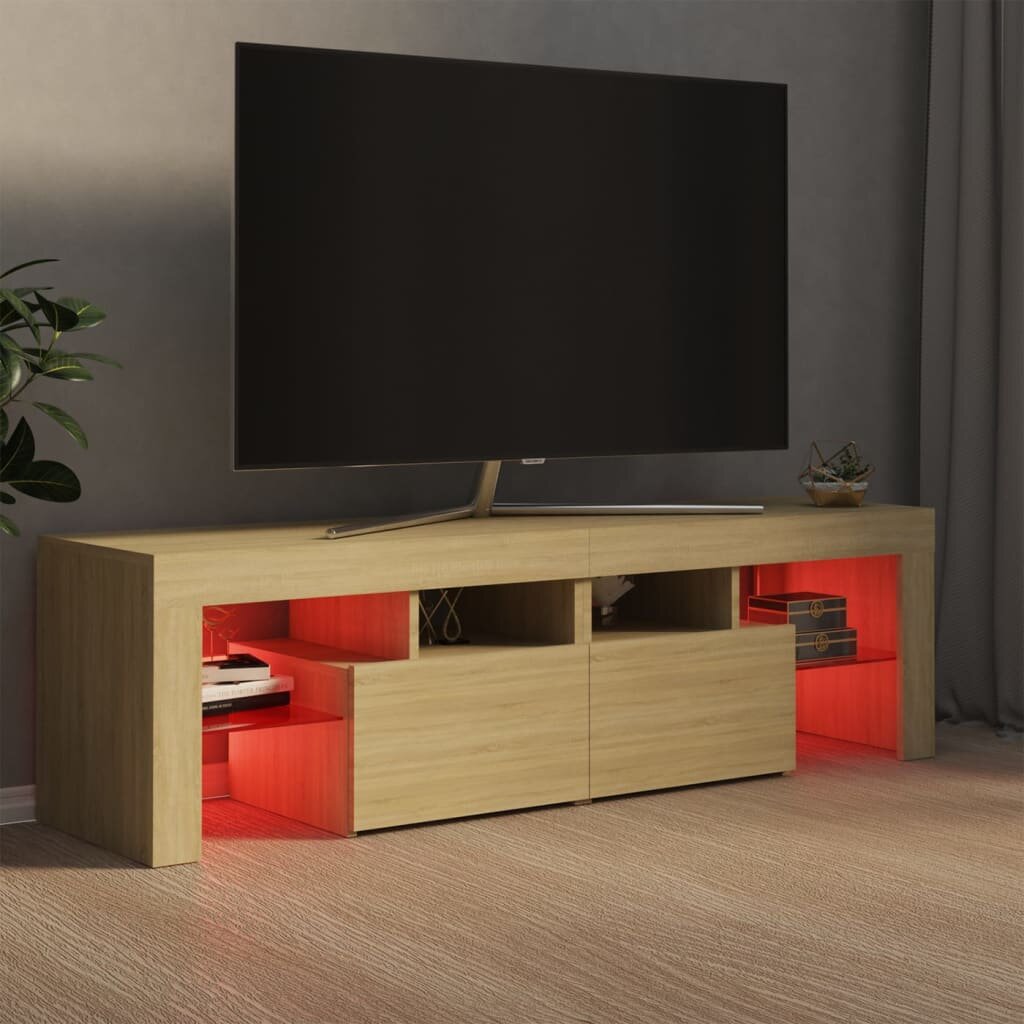 Image of TV Cabinet with LED Lights Sonoma Oak 551"x138"x157"