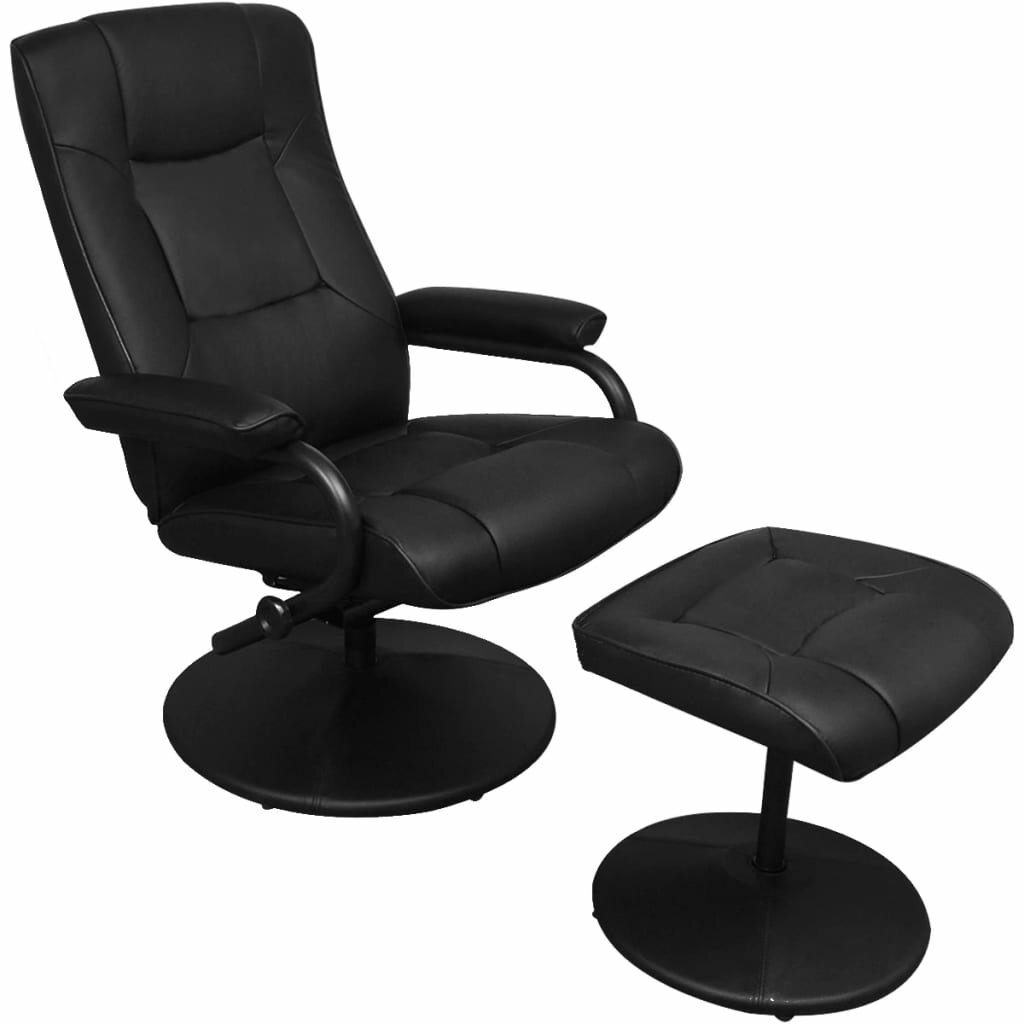 Image of TV armchair with footstool artificial leather black