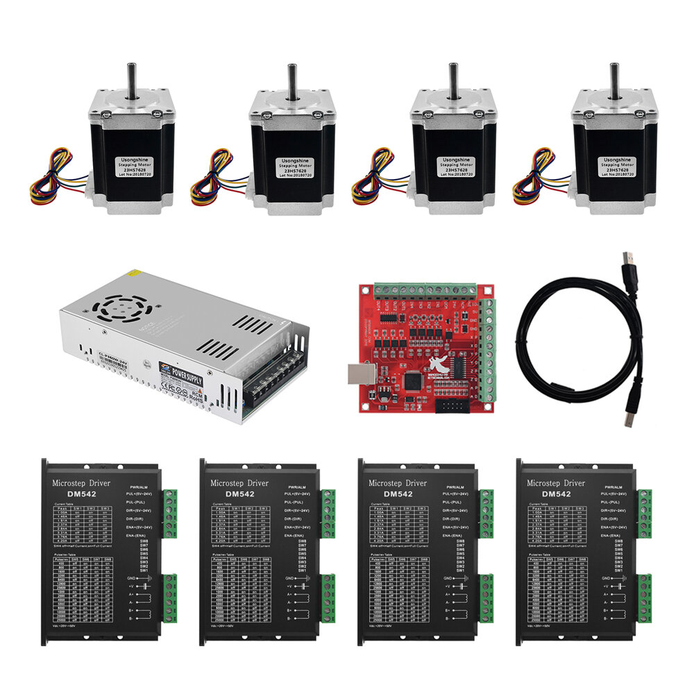 Image of TWO TREES® 7628 Stepper Motor 4Pcs Set with DM542 Driver MACH3 Control Board 360W24V Power Supply CNC DIY Kit for 3D Pri