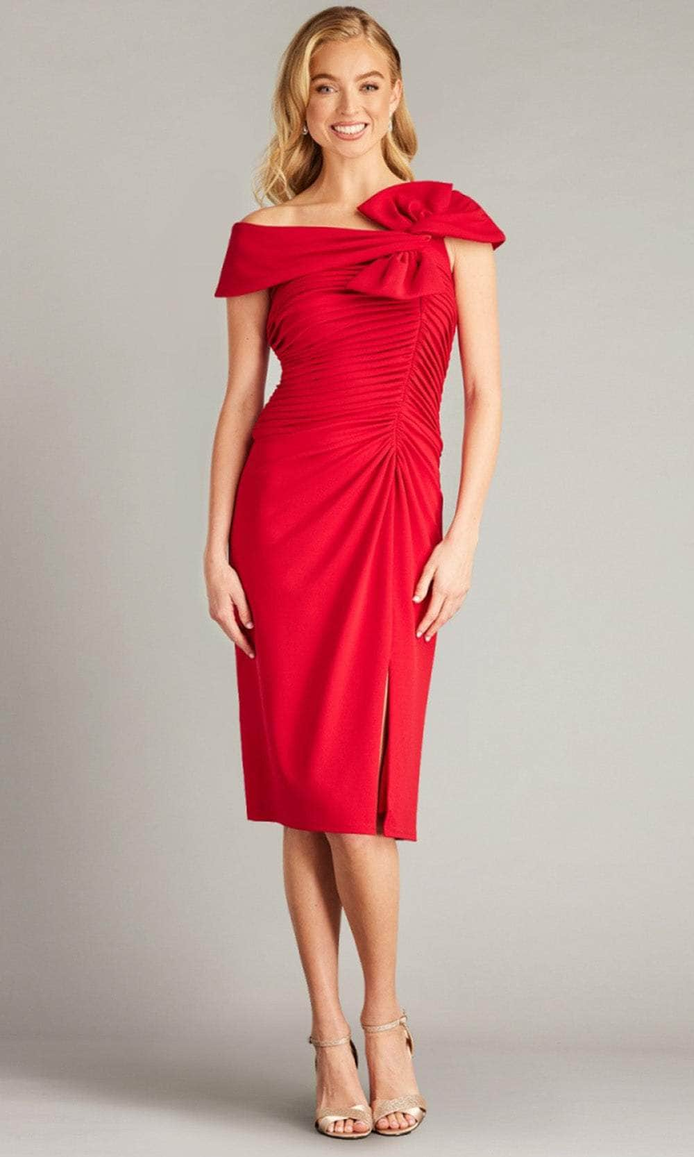 Image of Tadashi Shoji BOS24103M - Draped Bow Asymmetric Formal Dress