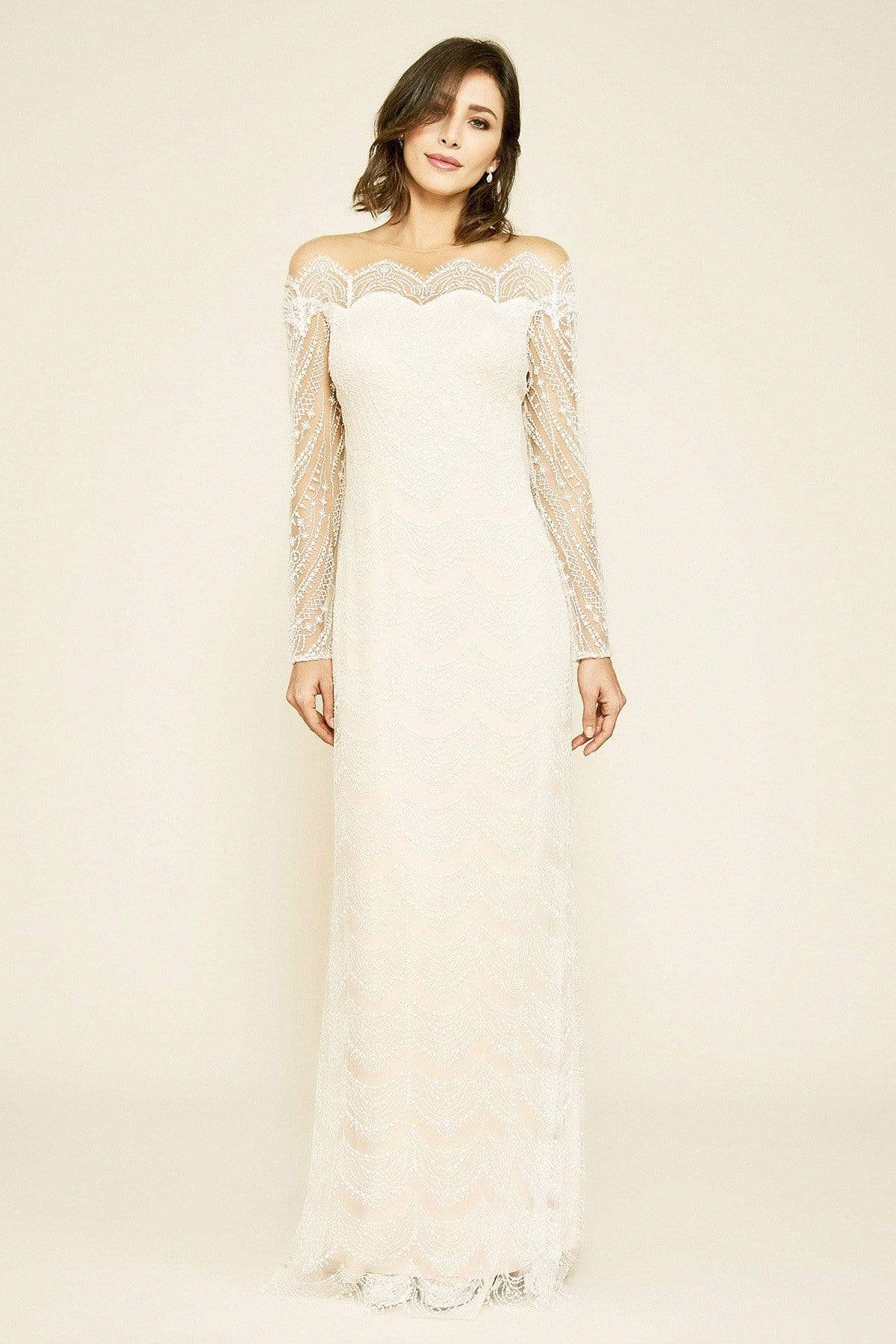 Image of Tadashi Shoji - Bogan Long-Sleeve Embroidered Gown