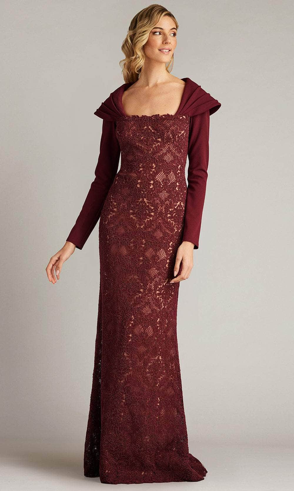 Image of Tadashi Shoji CGC24684L - Embroidered Long Sleeve Evening Gown