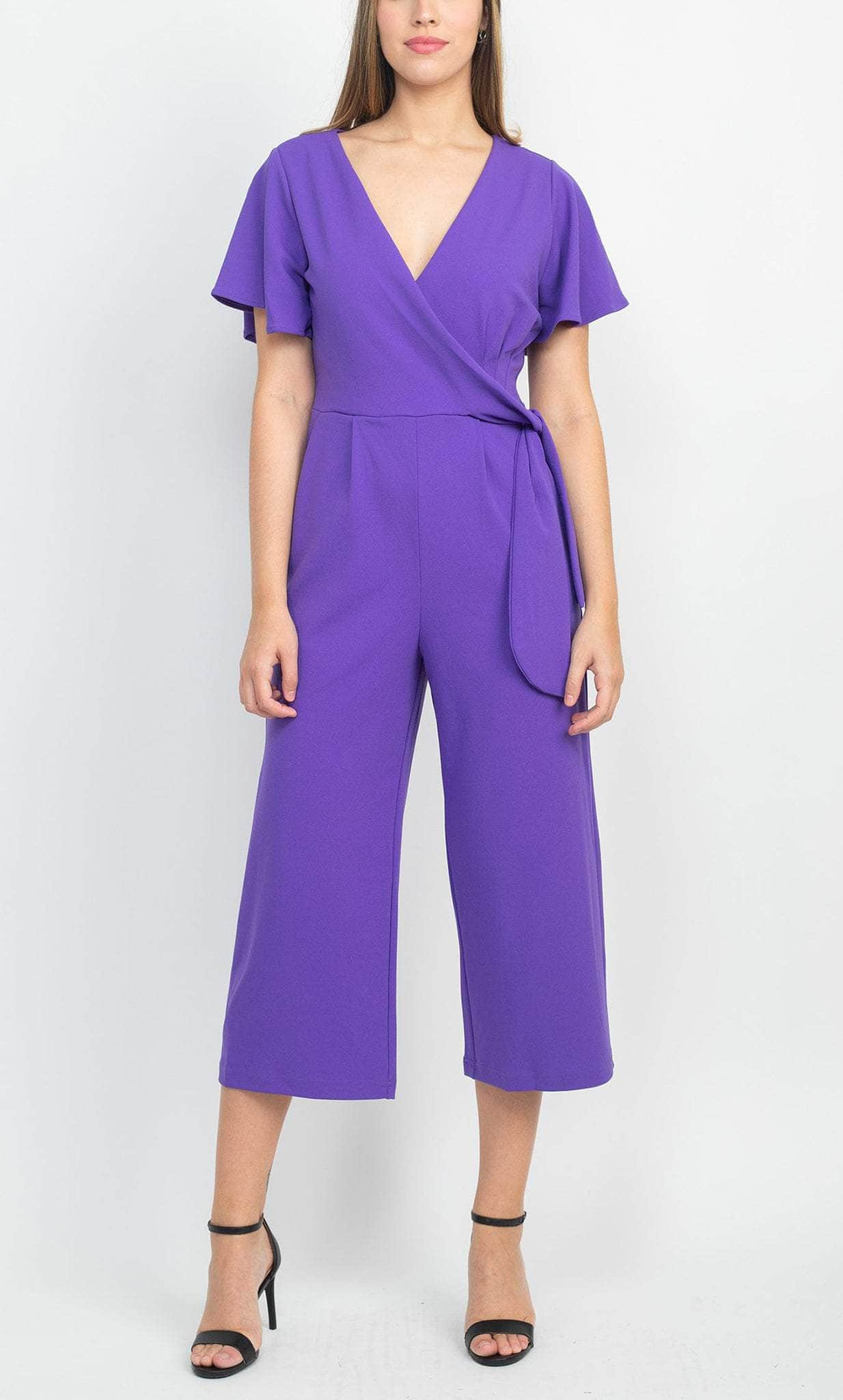 Image of Tahari ASL 2AM503 - Short Sleeve V-Neck Jumpsuit