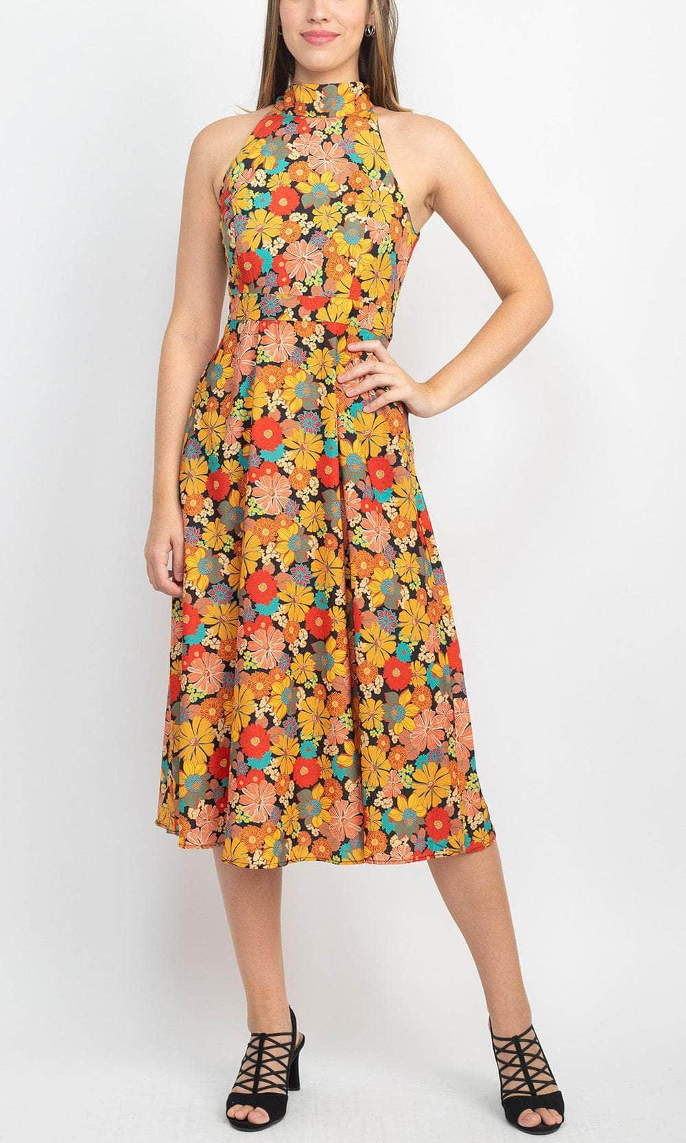 Image of Tahari ASL 2NM036 - Floral High Halter Casual Dress