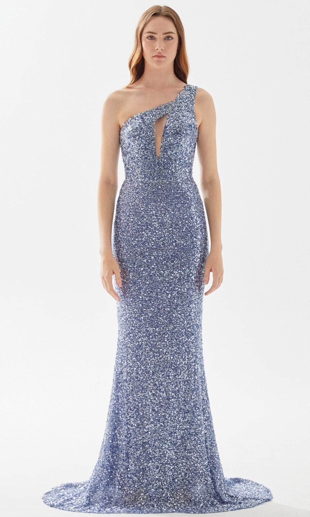 Image of Tarik Ediz 52064 - One Shoulder Sequin Prom Gown