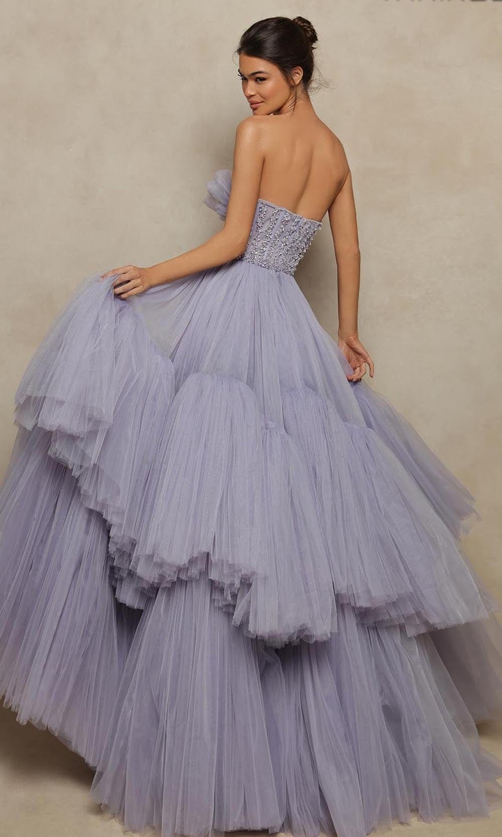 Image of Tarik Ediz - 98031 Strapless Tulle Beaded Plus Size Prom Gown