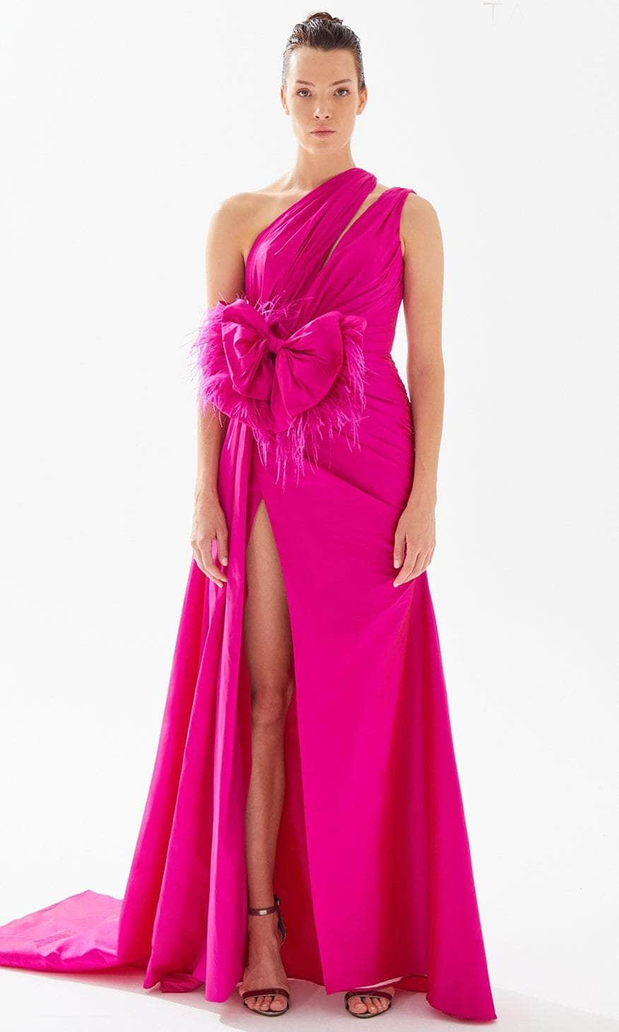 Image of Tarik Ediz 98219 - Bow Accent A-Line Evening Gown