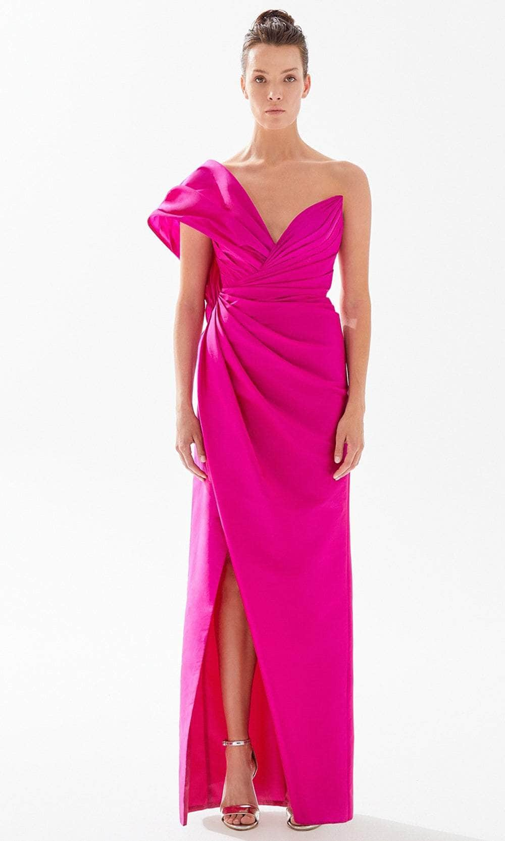 Image of Tarik Ediz 98277 - One Shoulder Pleated Sweetheart Dress