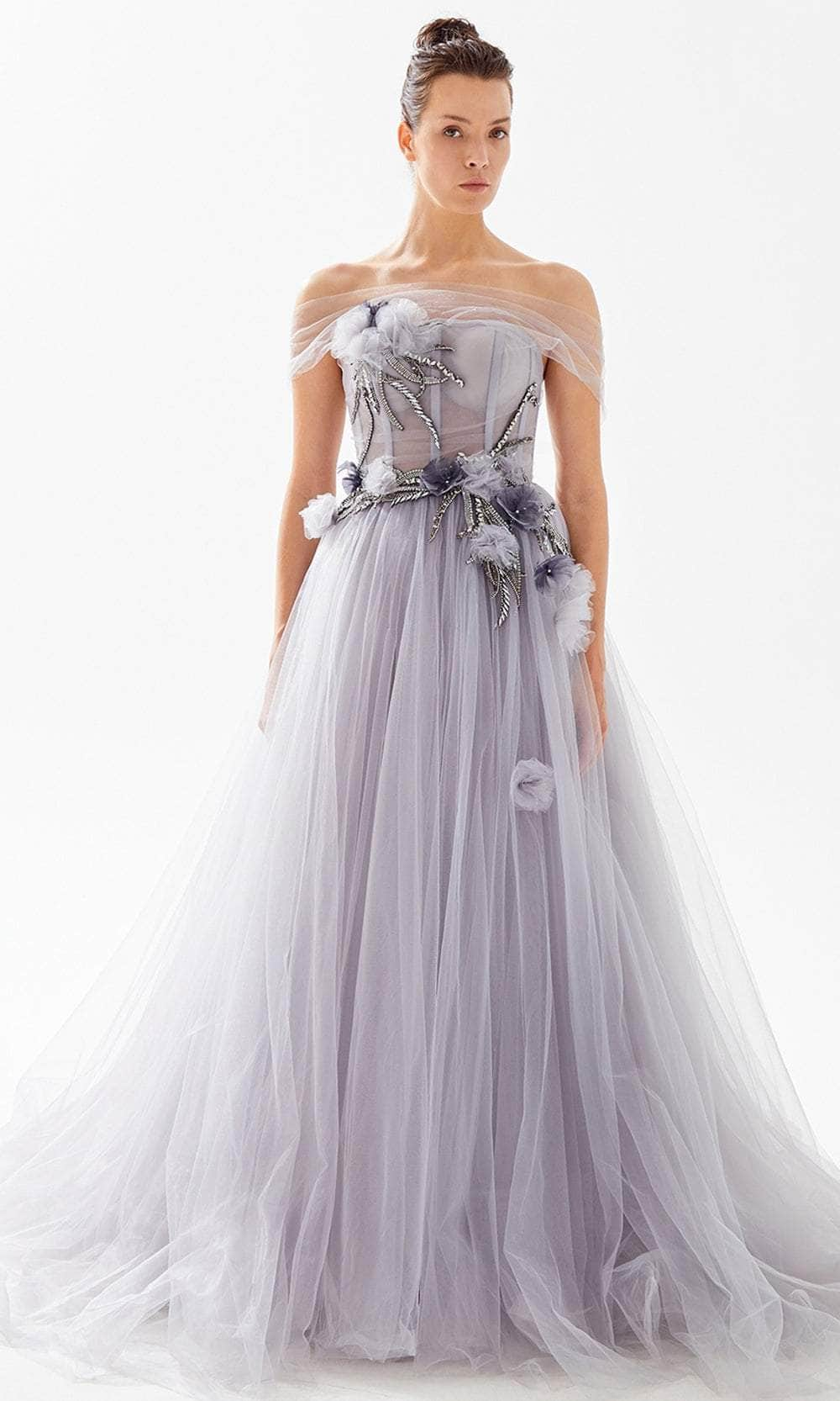 Image of Tarik Ediz 98284 - Illusion Off-Shoulder Ballgown