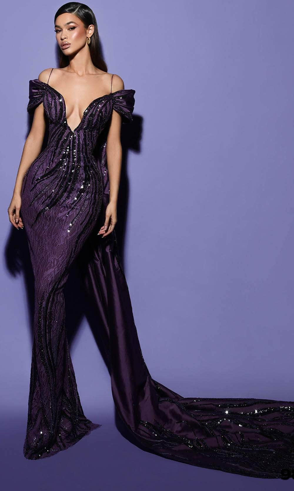 Image of Tarik Ediz 98553 - Sequin Off-Shoulder Prom Gown