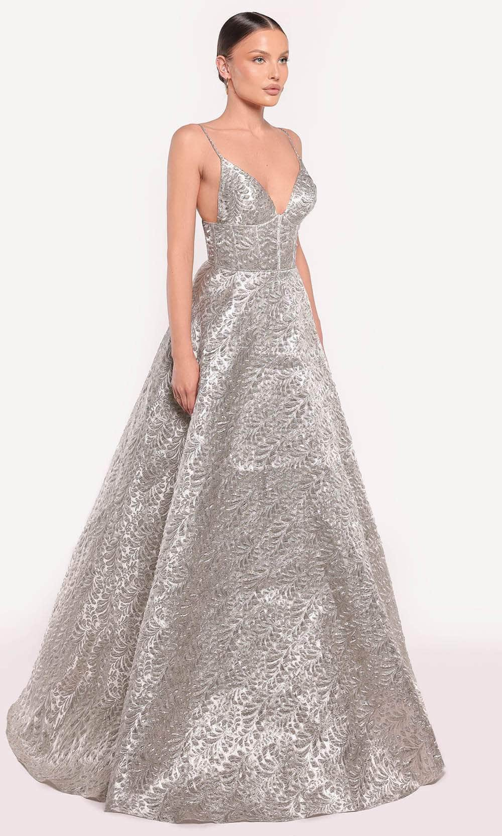 Image of Tarik Ediz 98873 - Metallic A-Line Evening Gown