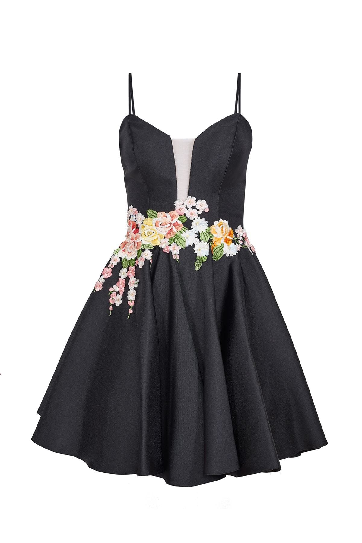 Image of Tarik Ediz - Floral Accented A-line Dress 50067