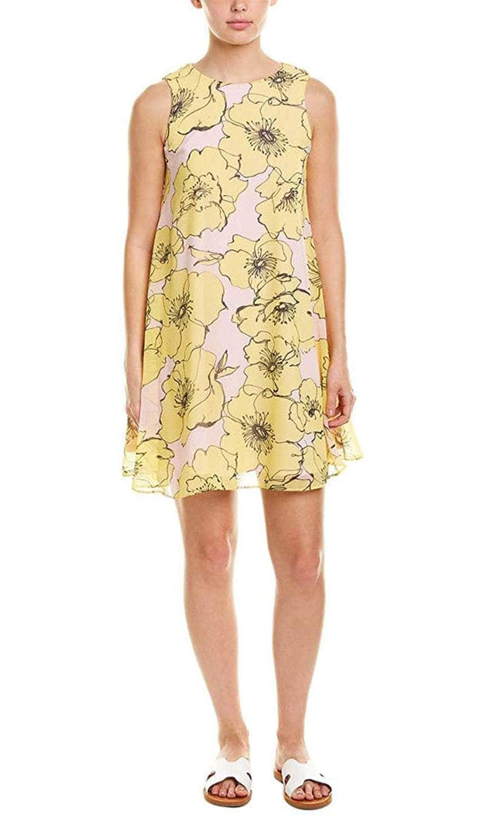 Image of Taylor 1447M - Floral Sleeveless Stretch Fabric Short Dress