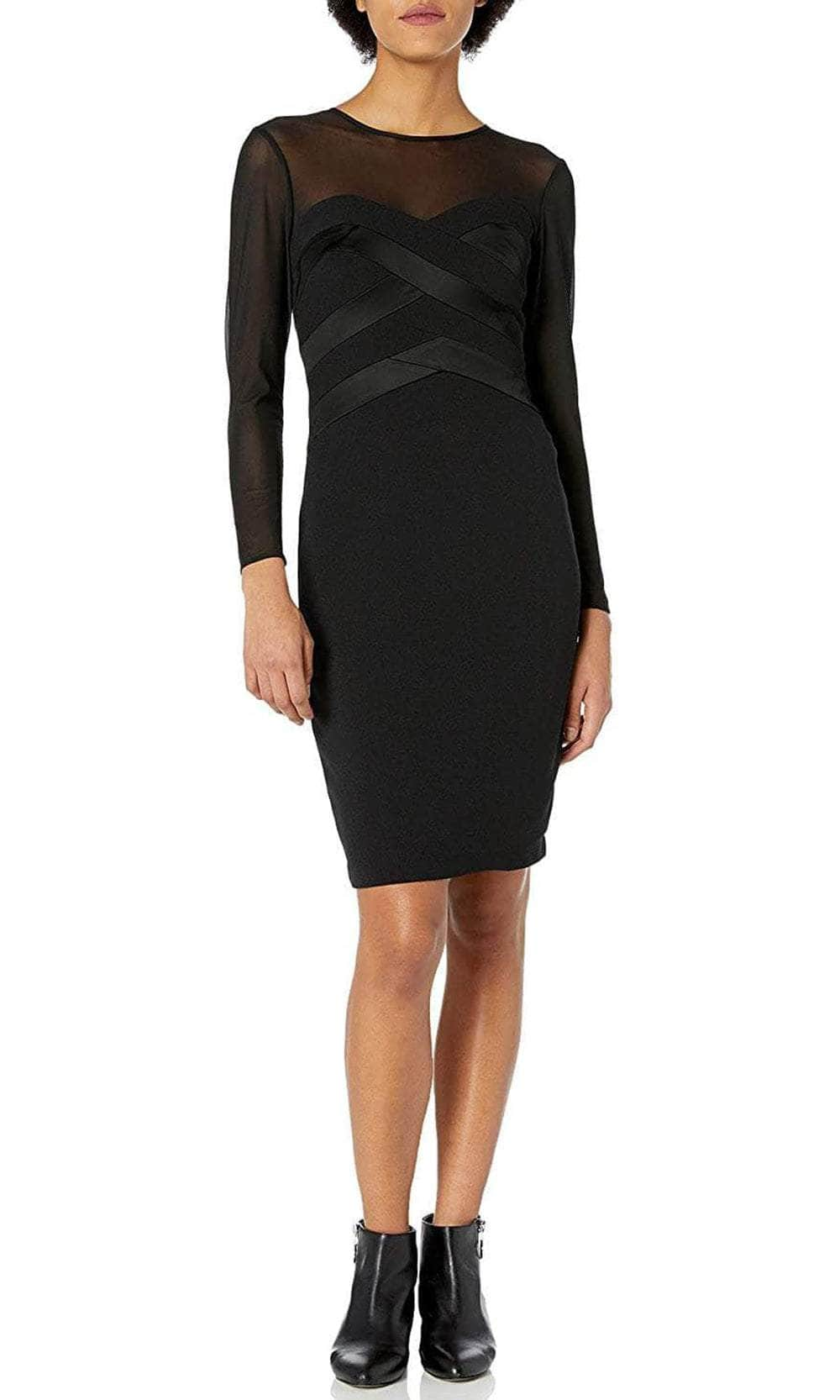 Image of Taylor 1743M - Crossed Long Sleeve Cocktail Dress