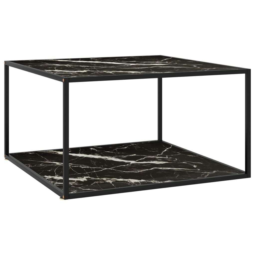 Image of Tea Table Black with Black Marble Glass 354"x354"x197"