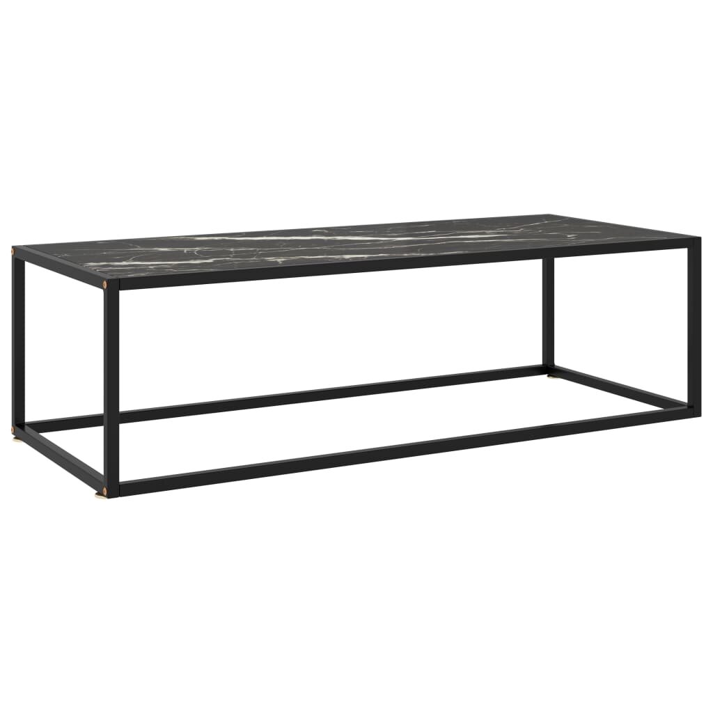 Image of Tea Table Black with Black Marble Glass 472"x197"x138"