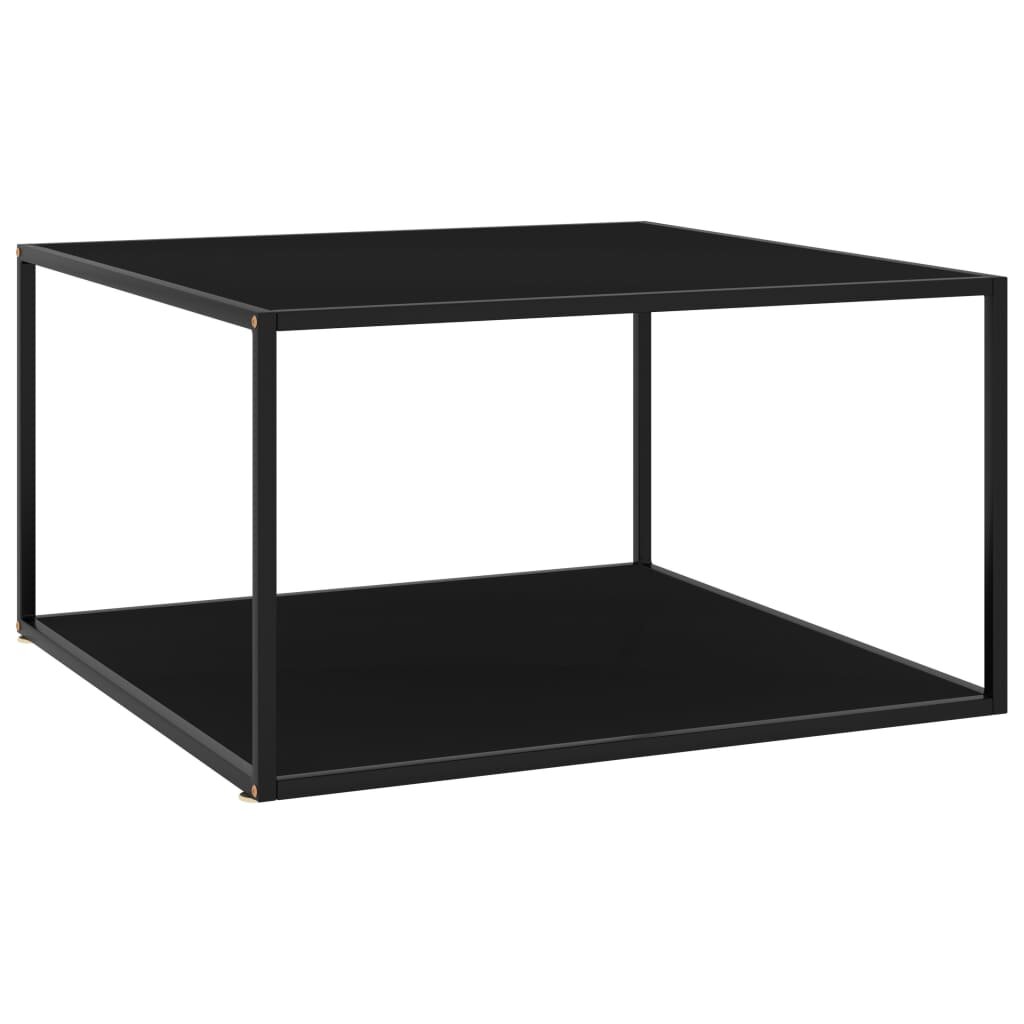 Image of Tea Table Black with Glass 354"x354"x197"