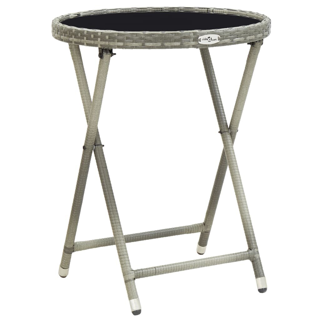 Image of Tea Table Gray 236" Poly Rattan and Tempered Glass