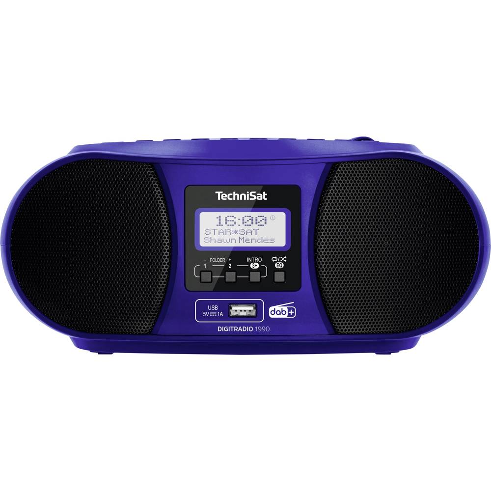 Image of TechniSat DIGITRADIO 1990 Radio CD player DAB+ FM AUX Bluetooth CD USB Battery charger Alarm clock Blue
