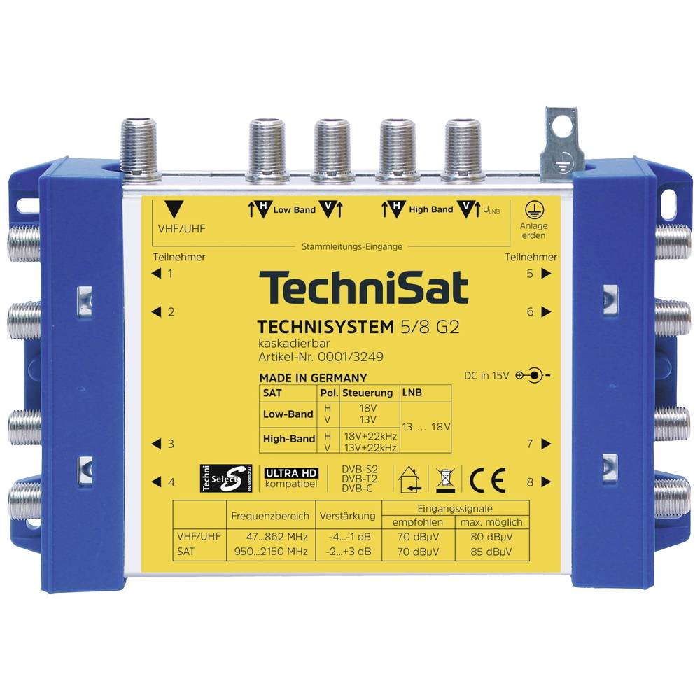 Image of TechniSat Technisystem 5/8 G2 DC-NT SAT multiswitch Inputs (multiswitches): 5 (4 SAT/1 terrestrial) No of