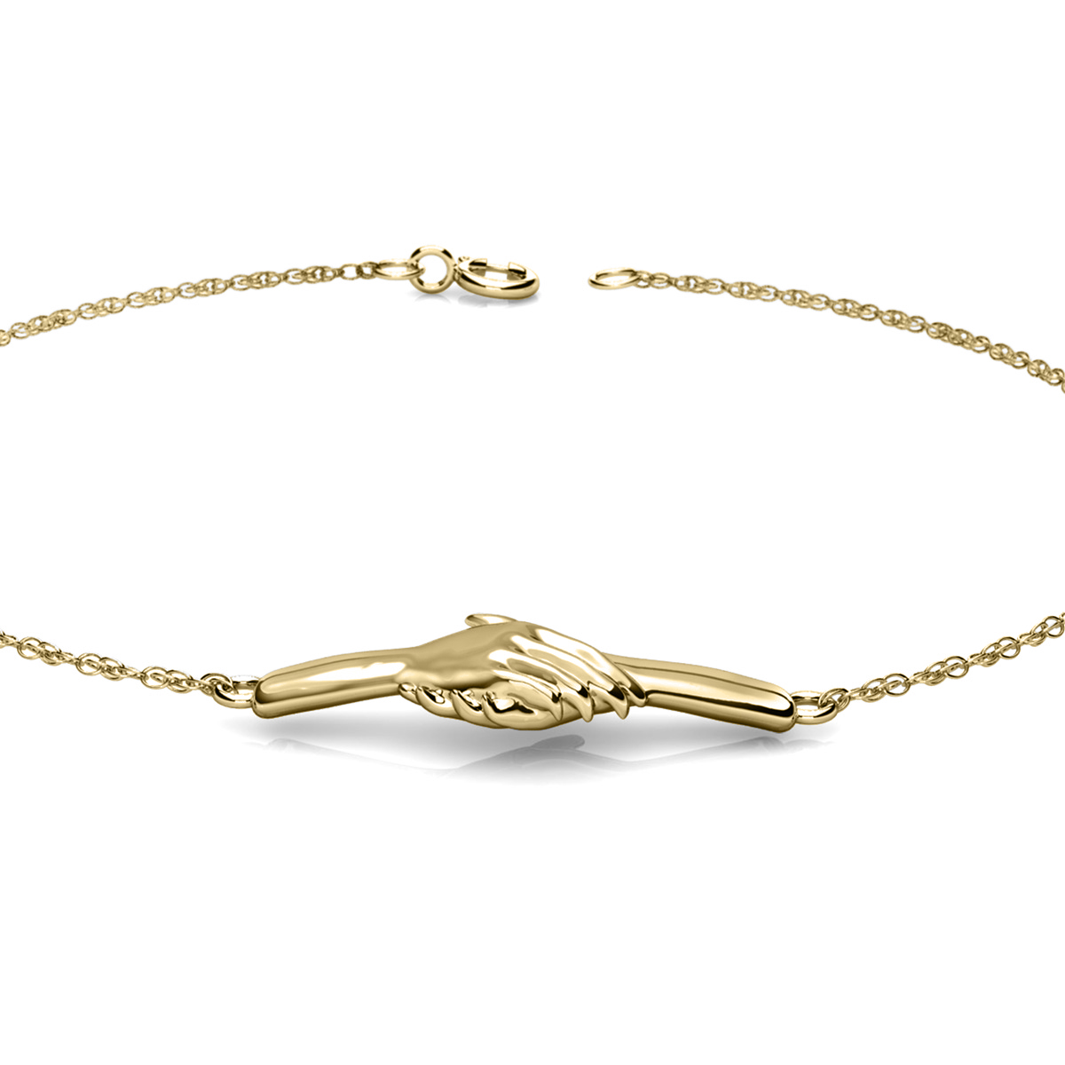 Image of Ted Poley Miss Your Touch Hand in Hand Bracelet in 10K Yellow Gold