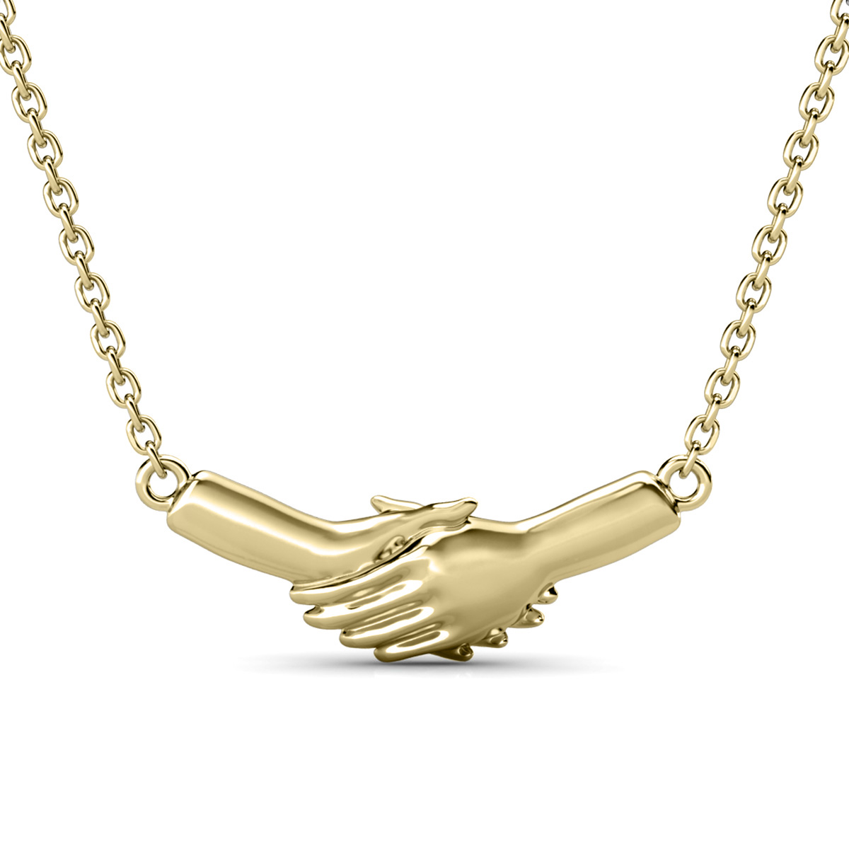 Image of Ted Poley Miss Your Touch Hand in Hand Necklace in 10K Yellow Gold