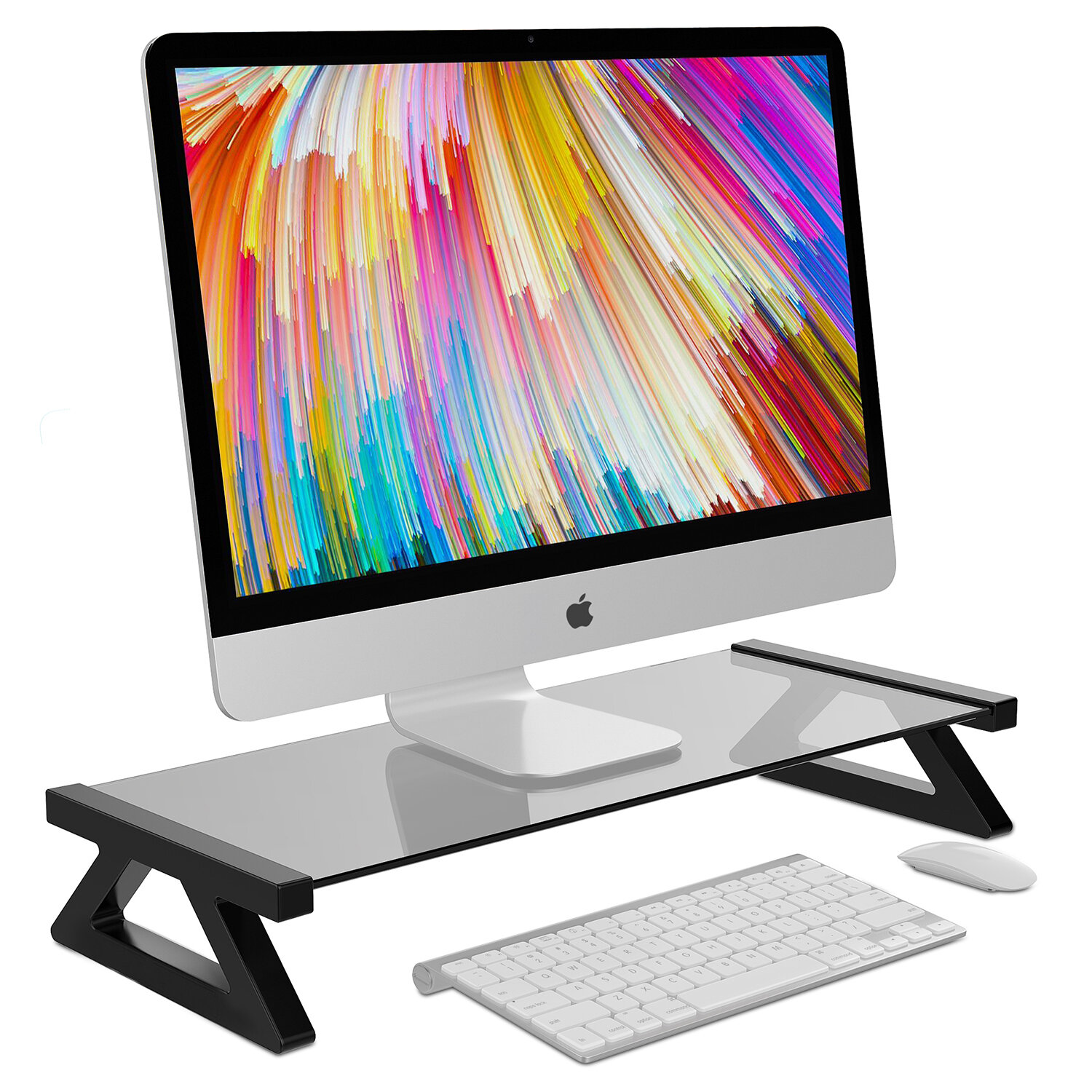Image of Tempered Glass Monitor Stand Monitor Riser Laptop Stand