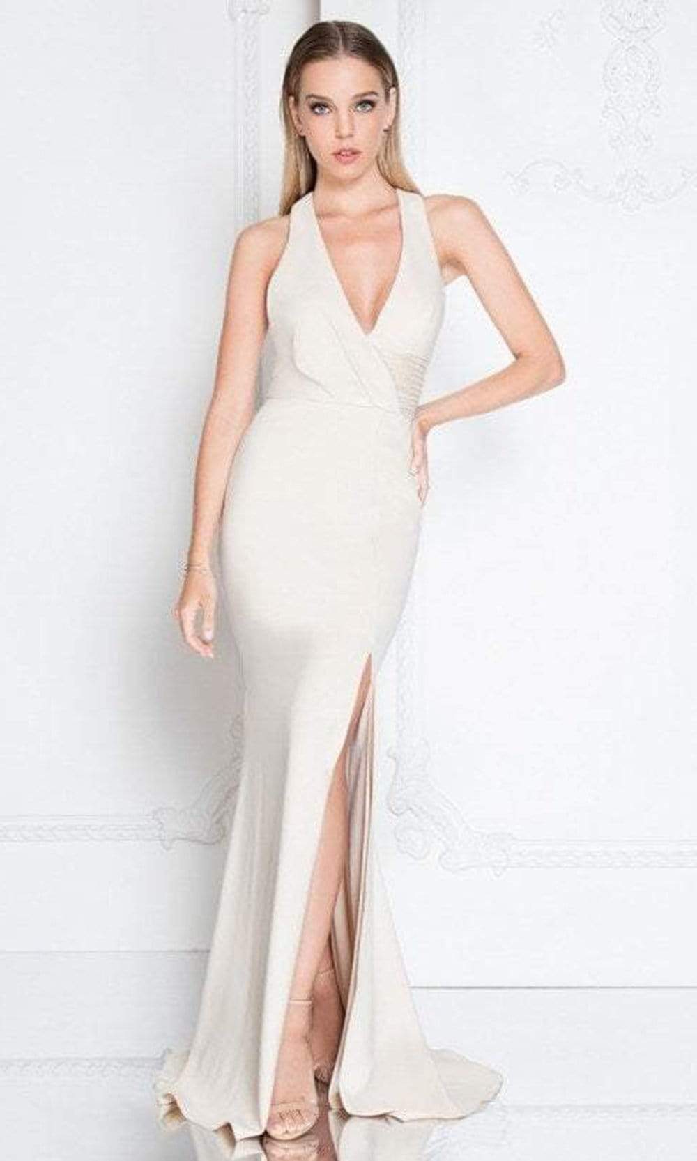 Image of Terani Couture - 1811E6103 Surplice Bodice Sheath Gown