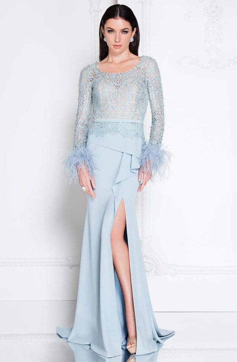 Image of Terani Couture - 1811M6568 Embellished Long Sleeve Sheath Dress