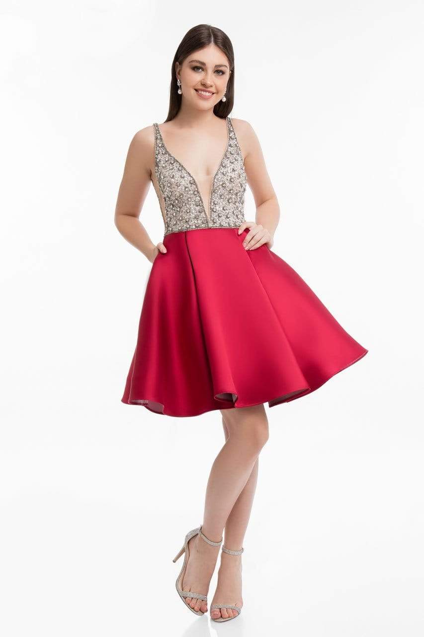 Image of Terani Couture - 1821H7771 Crystal Beaded Bodice Short Party Dress