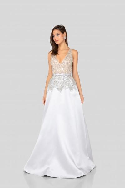 Image of Terani Couture - 1911P8497 Beaded Plunging V-Neck A-Line Gown