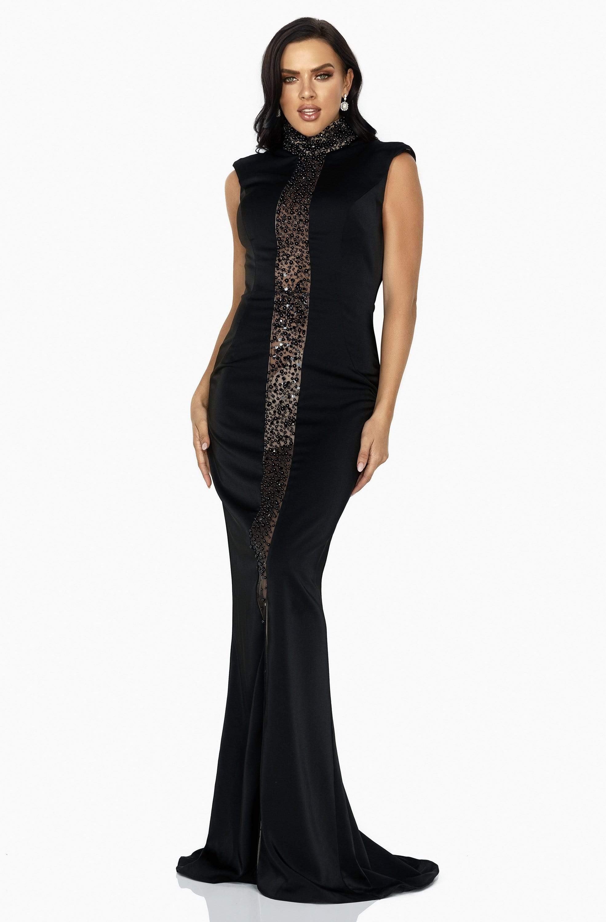 Image of Terani Couture - 2011E2046 Beaded High Neck Sheath Gown