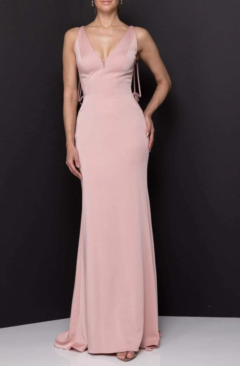 Image of Terani Couture - 2011E2062 Beaded Strappy V-Neck Evening Gown