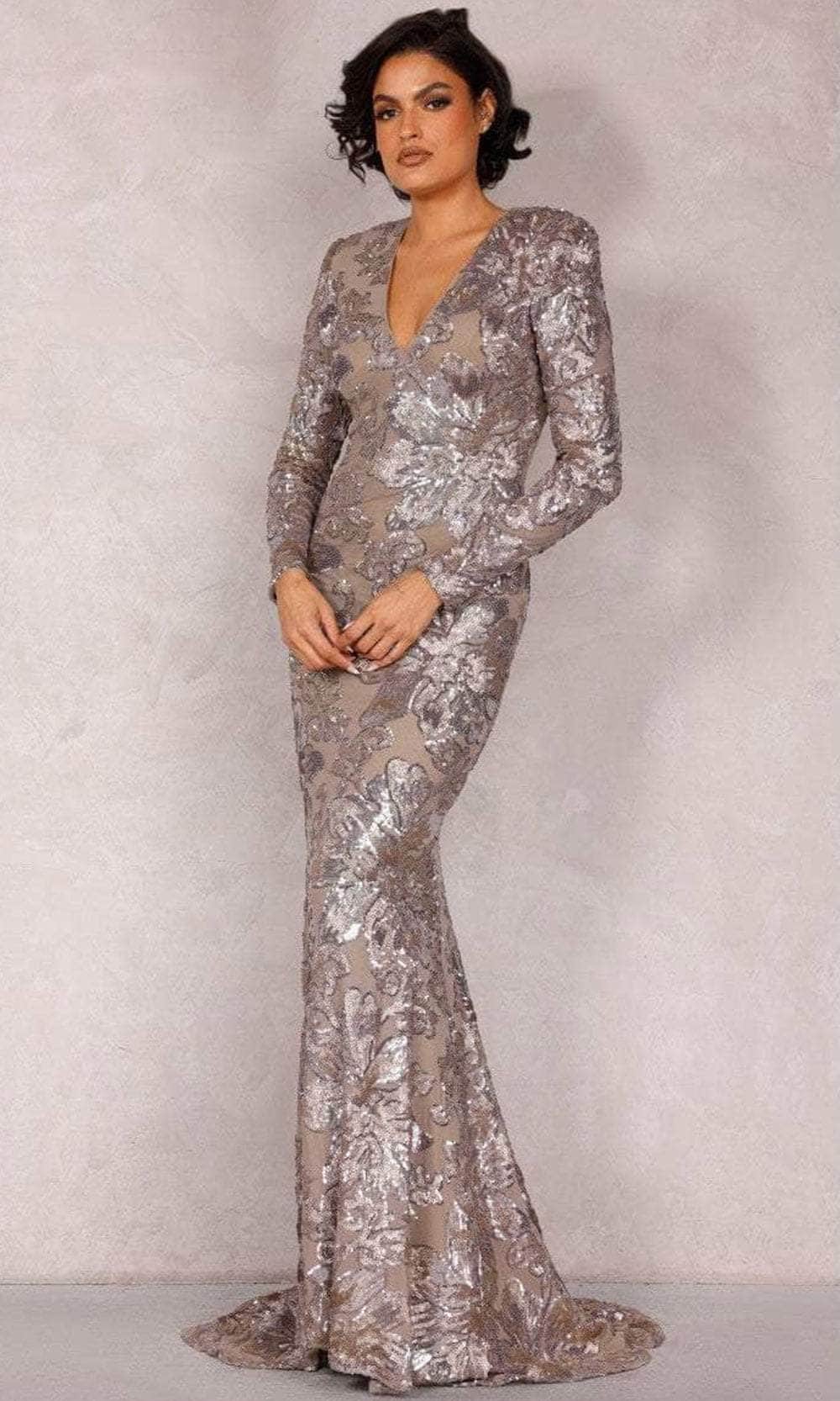 Image of Terani Couture 2021E2840 - Floral Metallic Mermaid Evening Dress