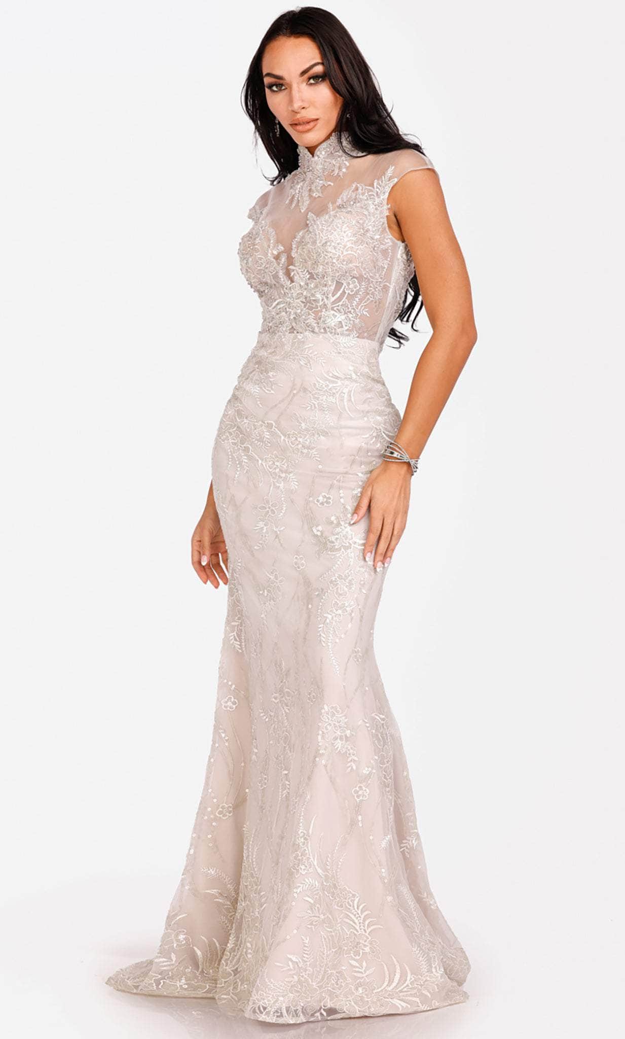 Image of Terani Couture 231E0257 - High Neck Lace Evening Gown