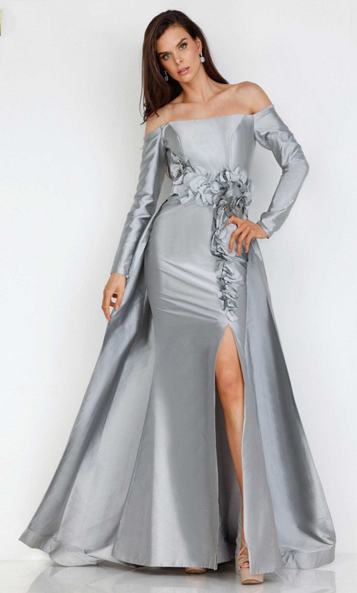 Image of Terani Couture 231E0280 - Off-Shoulder Long Sleeve Evening Gown