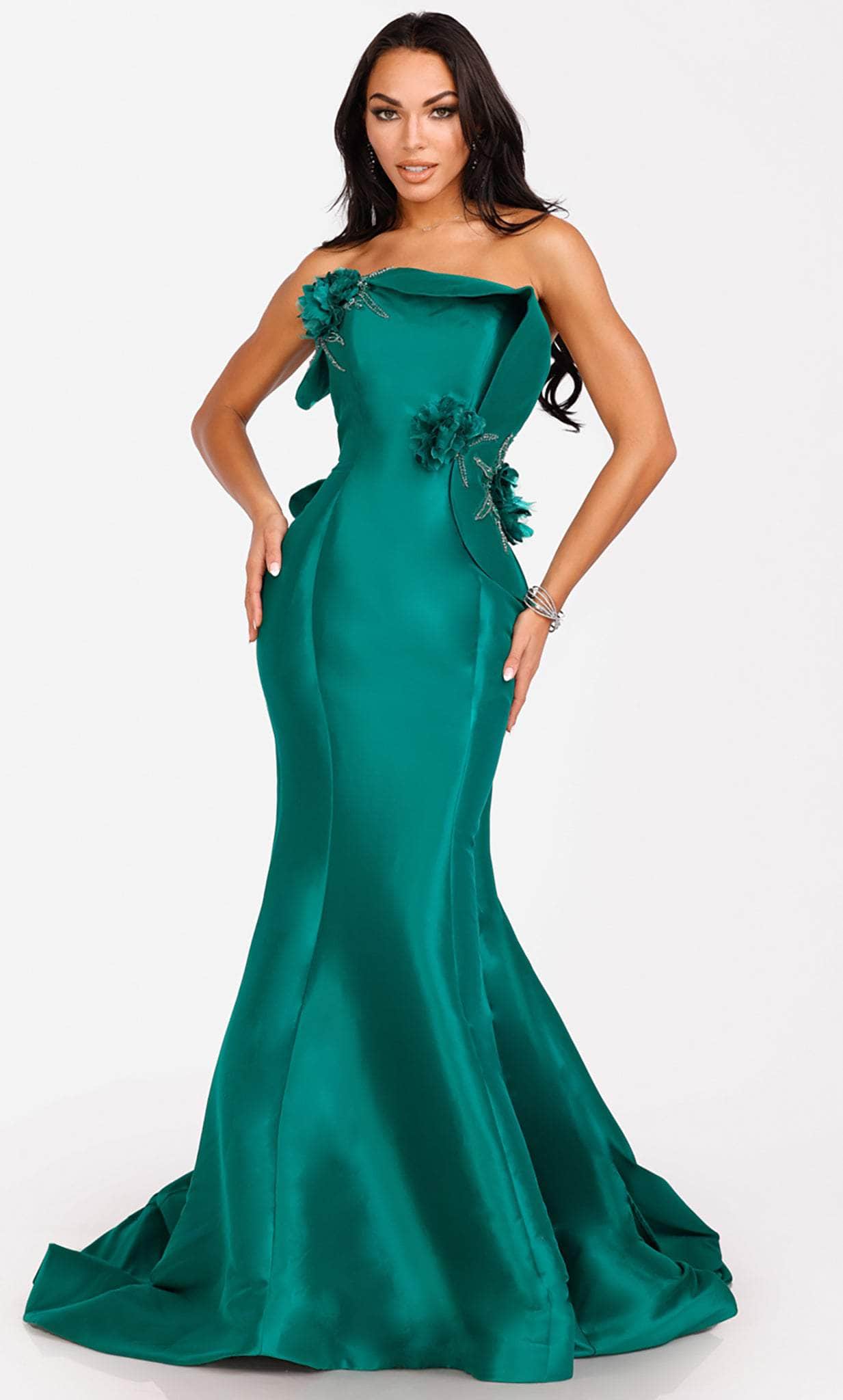 Image of Terani Couture 231E0308 - 3D Embellished Strapless Evening Dress