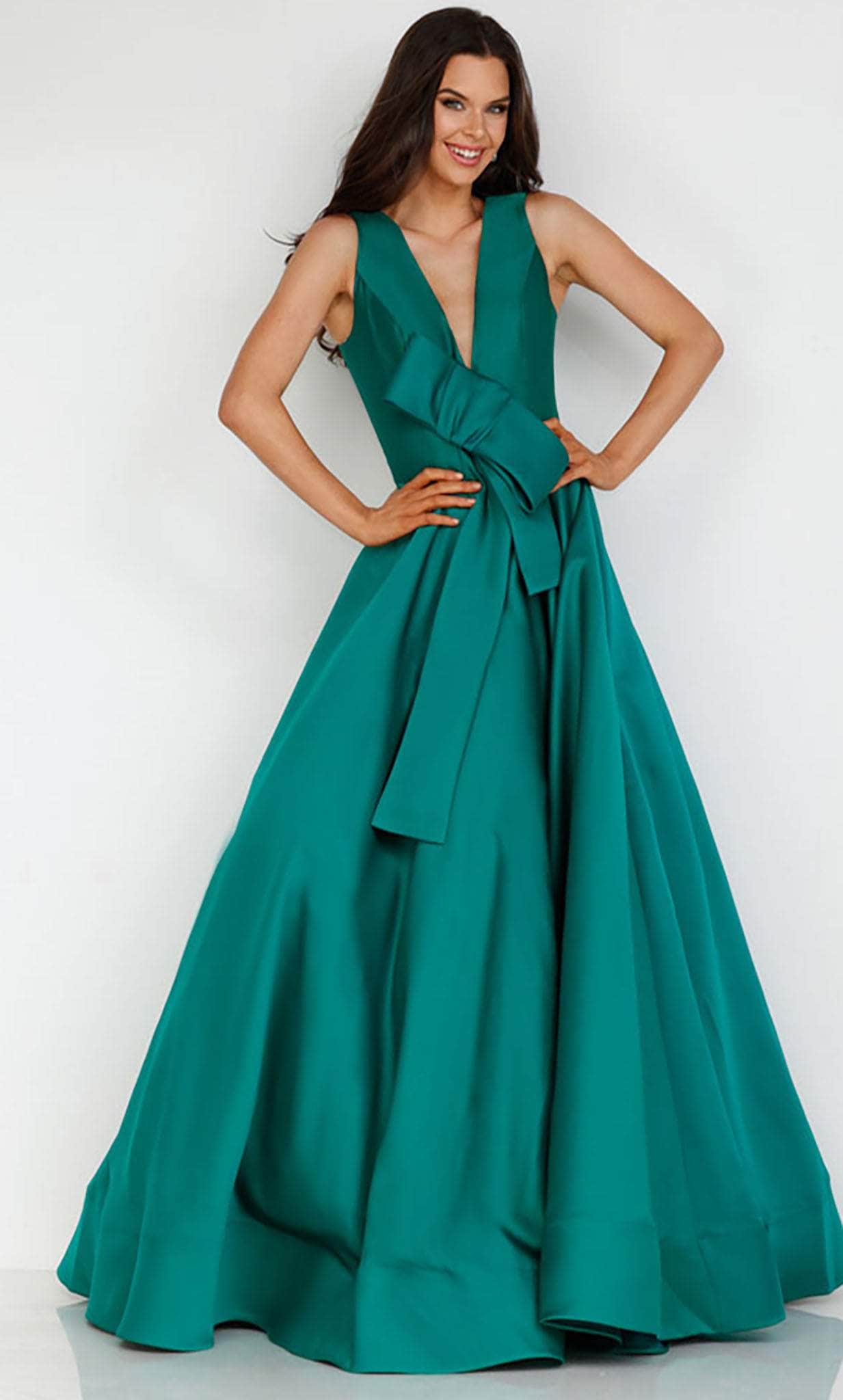 Image of Terani Couture 231P0006 - Sleeveless V-Neck Dress