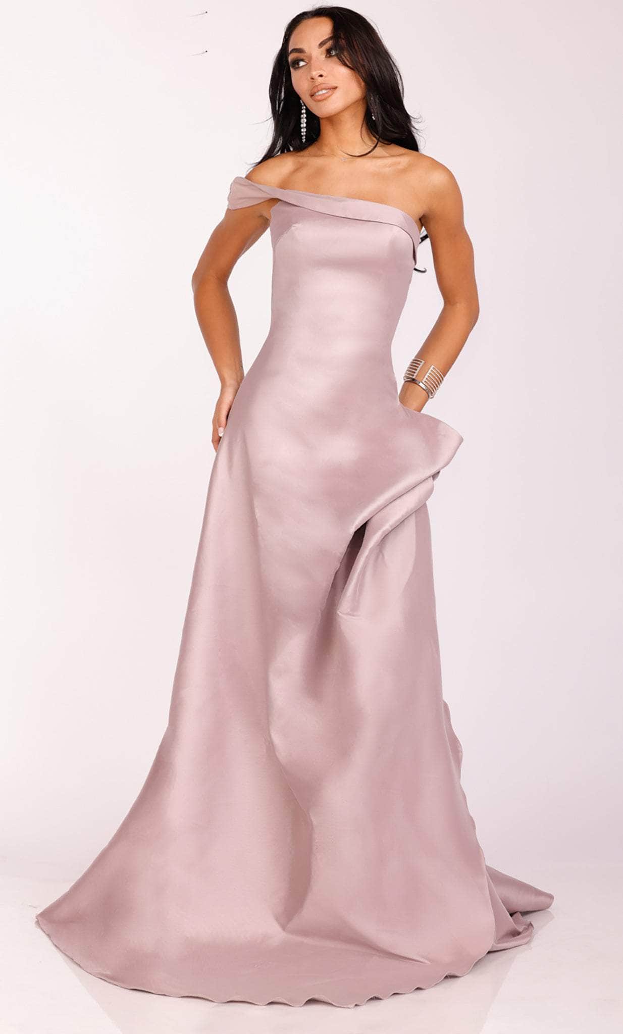 Image of Terani Couture 231P0049 - One Sleeve Asymmetrical Evening Gown