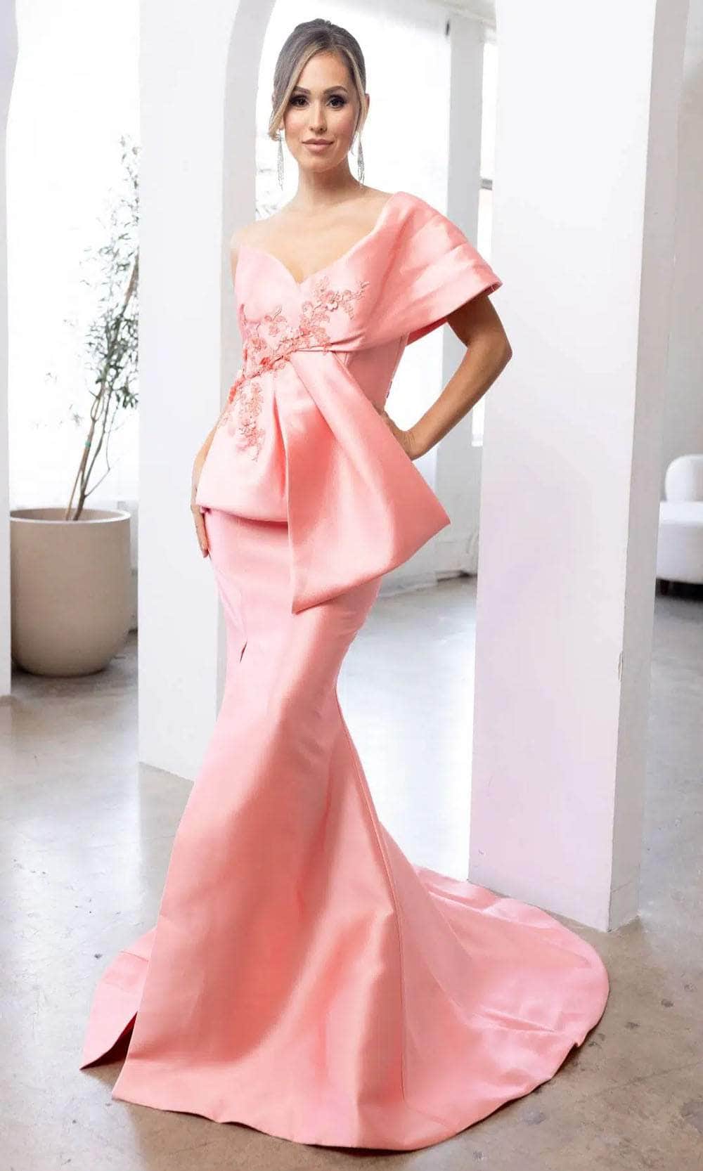 Image of Terani Couture 241E2468 - Applique bow Evening Dress