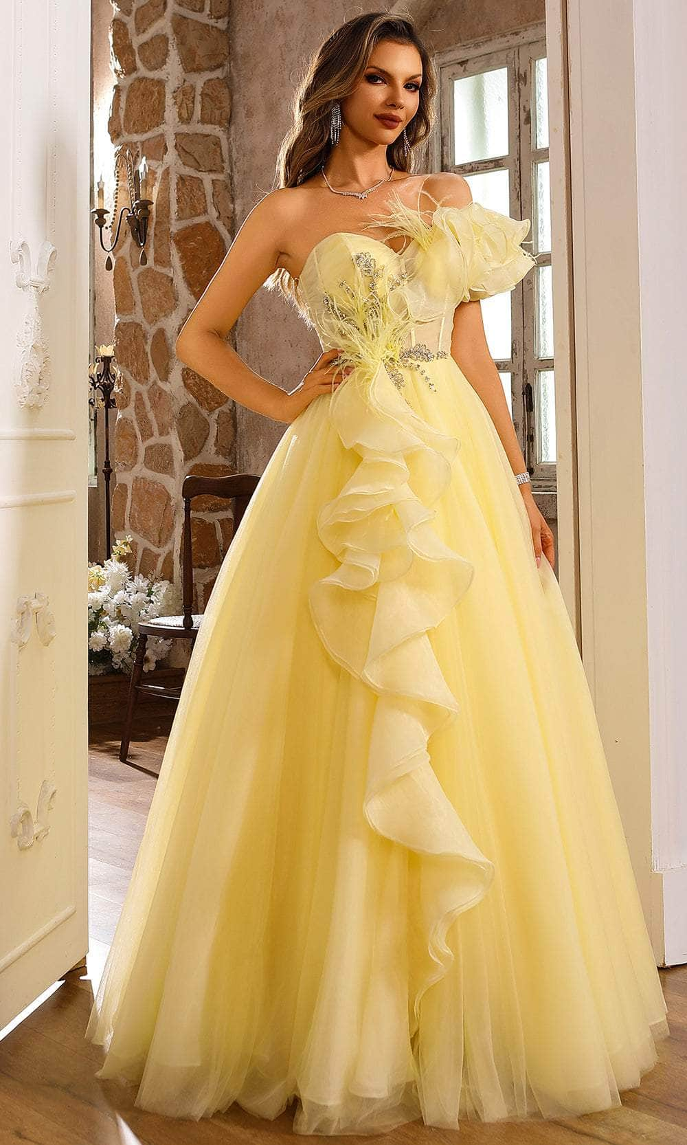 Image of Terani Couture 251P4074 - Sweetheart Cascading Ruffle Ballgown