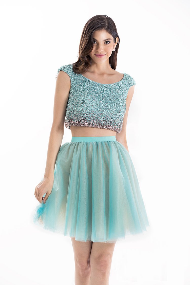 Image of Terani Couture - Charming Beaded Two-piece Scoop Neck Short A-line Dress 1521H0100A