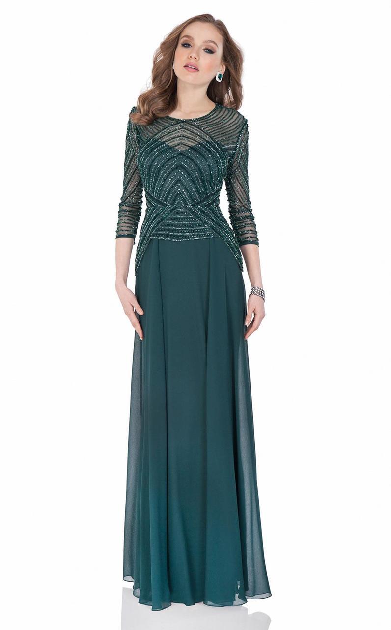 Image of Terani Couture - Quarter Sleeve Shimmering Long Gown 1623M1860