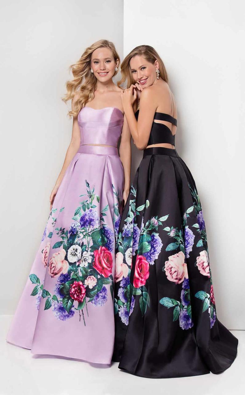 Image of Terani Couture - Two-Piece Floral Pleated A-Line Gown 1711P2703