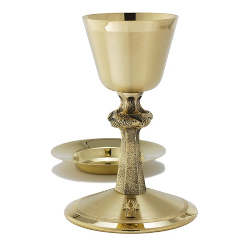 Image of Textured Fish Node Chalice & Well Paten Set or Ciborium