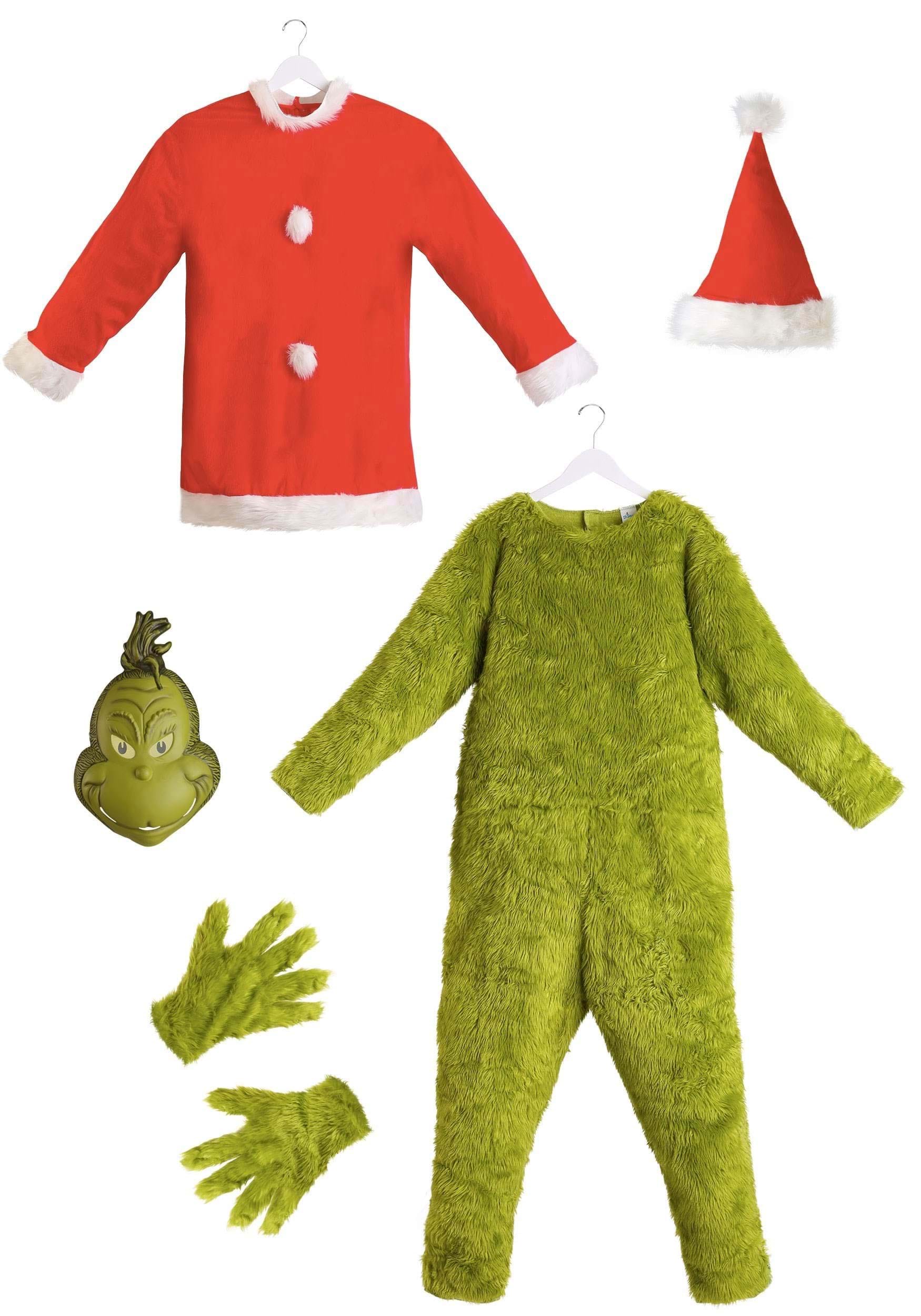Image of The Grinch Adult Plus Size Santa Deluxe Jumpsuit with Mask ID EL400667PL-2X